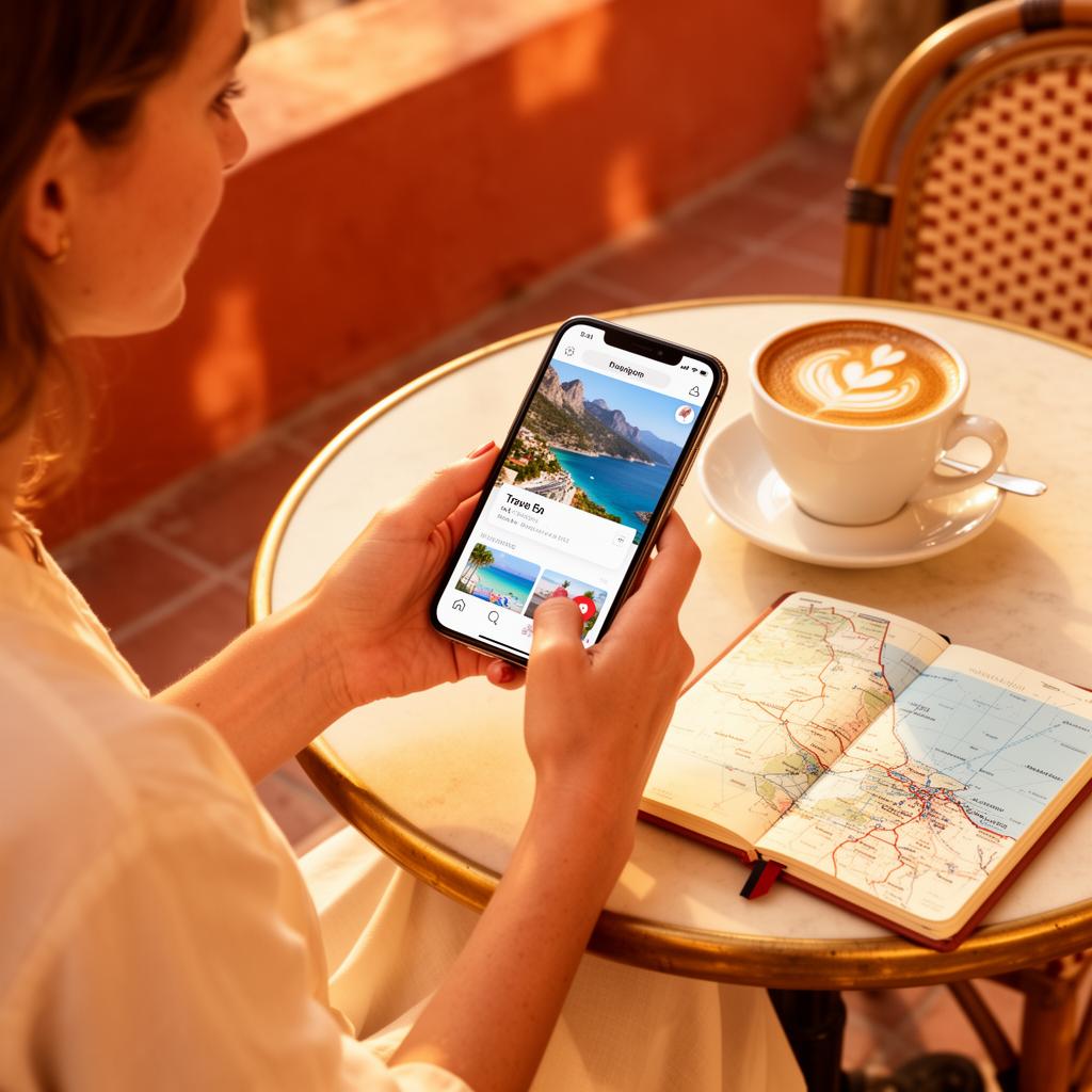 App showing travel mood board