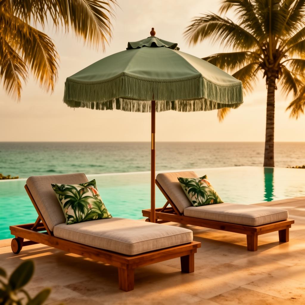 Luxury beachfront resort poolside